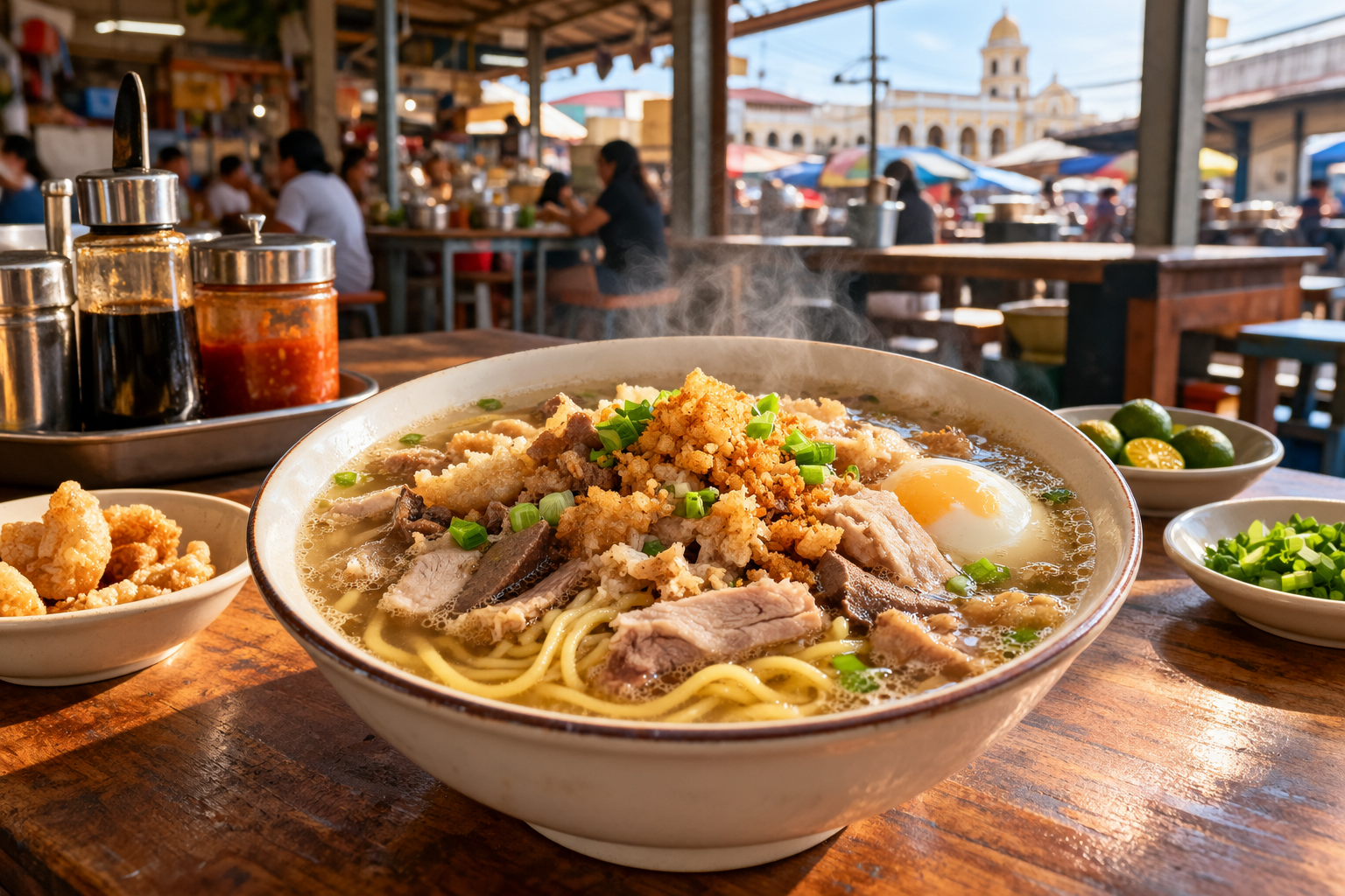 Steaming bowl of La Paz Batchoy in Iloilo